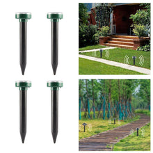 Load image into Gallery viewer, 2/4Pcs Mole Rat Repellent Solar Ultrasonic Repeller Spike Garden Pest Deterrent