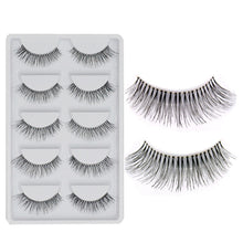 Load image into Gallery viewer, 5 Pairs Natural Black Long Sparse Cross False Eyelashes Fake Eye Lashes Extensions Makeup Tools