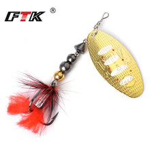 Load image into Gallery viewer, FTK 1pc Spinner Bait 8g/14g/20g Metal Fishing Lure Hard Bait Spoon Lures with Feather Treble Hooks Carp Pike Fishing Tackle