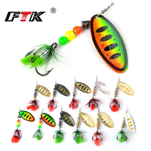 Load image into Gallery viewer, FTK 1pc Spinner Bait 8g/14g/20g Metal Fishing Lure Hard Bait Spoon Lures with Feather Treble Hooks Carp Pike Fishing Tackle