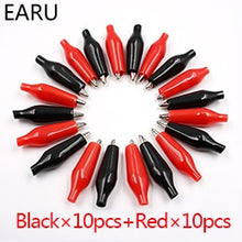 Load image into Gallery viewer, 20pcs28MM Metal Alligator Clip G98 Crocodile Electrical Clamp Testing Probe Meter Black Red with Plastic Boot Car Auto Battery
