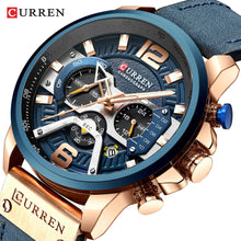 Load image into Gallery viewer, CURREN Watch Mens Watches Top Brand Luxury Men Casual Leather Waterproof Chronograph Men Sport Quartz Clock Relogio Masculino
