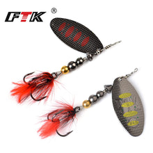 Load image into Gallery viewer, FTK 1pc Spinner Bait 8g/14g/20g Metal Fishing Lure Hard Bait Spoon Lures with Feather Treble Hooks Carp Pike Fishing Tackle
