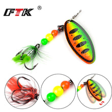 Load image into Gallery viewer, FTK 1pc Spinner Bait 8g/14g/20g Metal Fishing Lure Hard Bait Spoon Lures with Feather Treble Hooks Carp Pike Fishing Tackle
