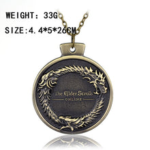 Load image into Gallery viewer, ONLINE Game THE ELDER SCROLLS OUROBOROS PENDANT NECKLACE TES Skyrim Bronze Necklace
