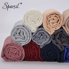 Load image into Gallery viewer, Sparsil Women Summer Soft TR Cotton Scarves Retro Tassels Solid Color 180x90 Shawls Female Thin Wraps Hijab Beach Holiday Scarf
