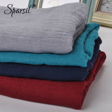 Load image into Gallery viewer, Sparsil Women Summer Soft TR Cotton Scarves Retro Tassels Solid Color 180x90 Shawls Female Thin Wraps Hijab Beach Holiday Scarf
